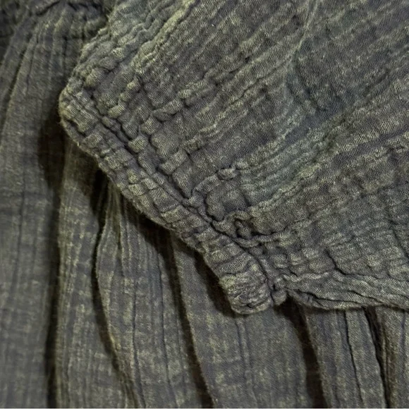 New Free People Denim Distressed Blue Smocked Mini Dress Tunic Cotton Host Pick - Picture 8 of 15